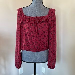 NWT Burgundy square neck top
